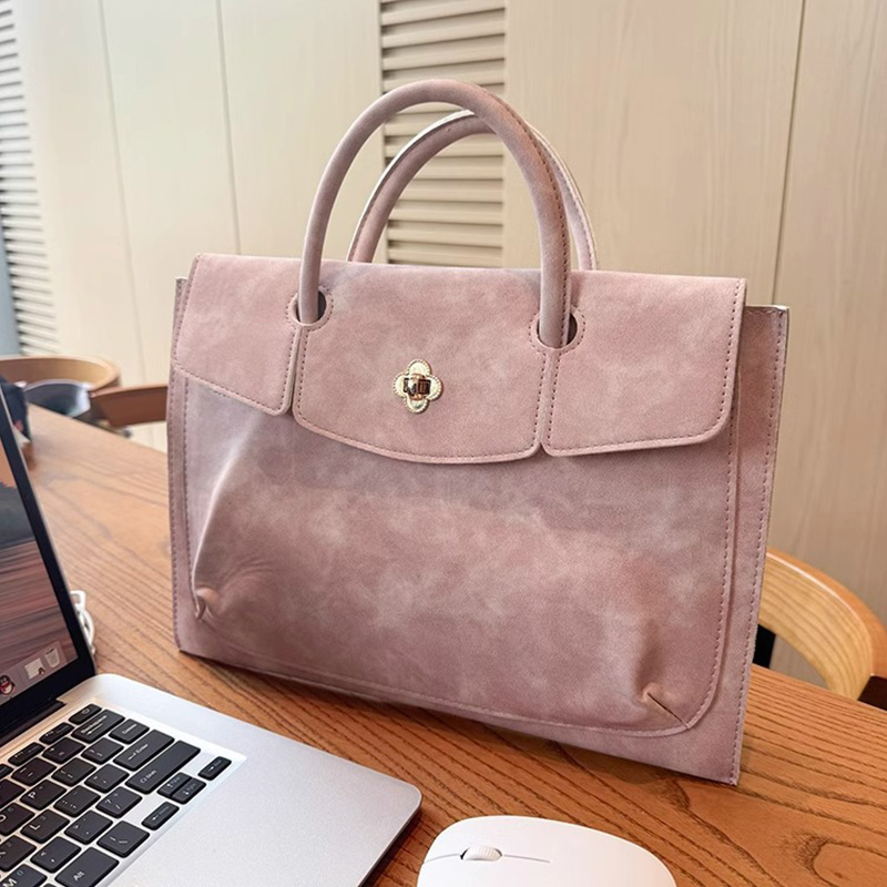 Tas Laptop Tote Kulit PU Pink  - Women Hand Bags For Office ulasan dan harga